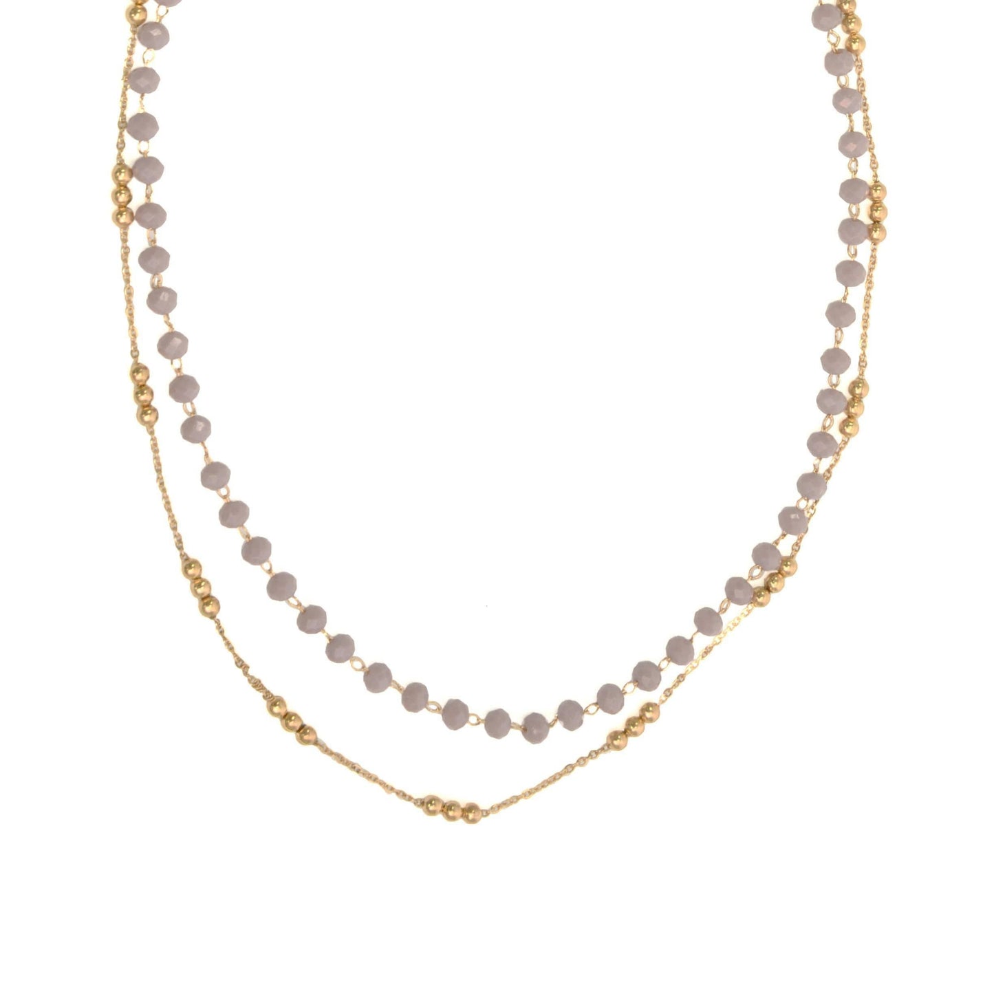 15+ Grey+Beaded 2 Row Necklace