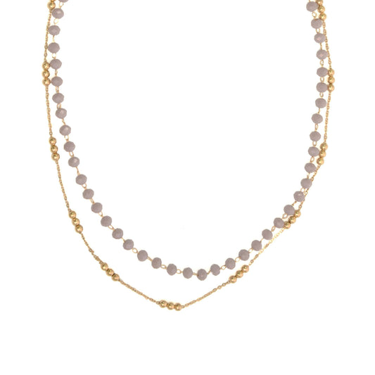 15+ Grey+Beaded 2 Row Necklace