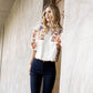 Floral Embroidered Puff Sleeve Top