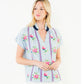 Embroidered Stripe V-Neck Top