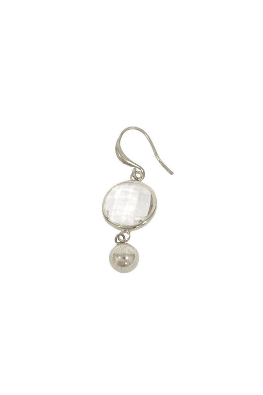 Silver Crystal and Ball Drop Fish Hook Earrings