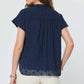 Dot Cap Sleeve Button Up Blouse