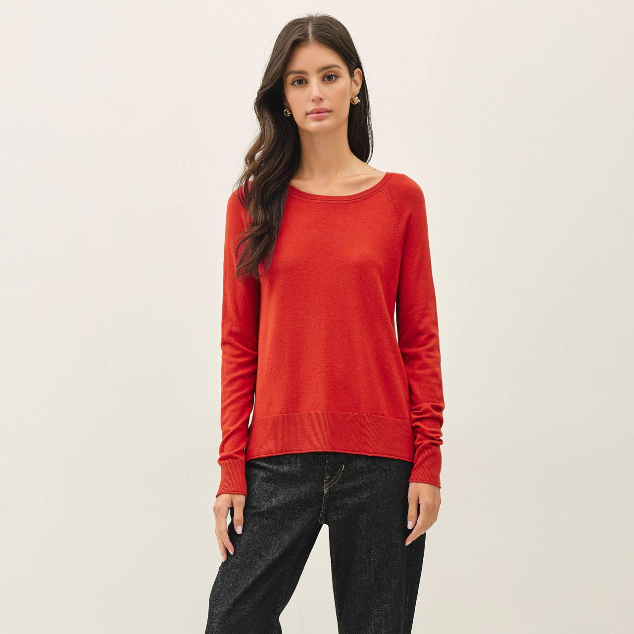 Rolled Edge Raglan Sweater