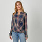 Washed Plaid Surplice Blouse