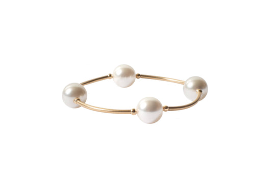 12mm White Swarovski Pearl Gold Blessing Bracelet