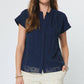 Dot Cap Sleeve Button Up Blouse