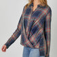 Washed Plaid Surplice Blouse
