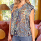 Pleated Sleeve Button Down Floral Printed Top
