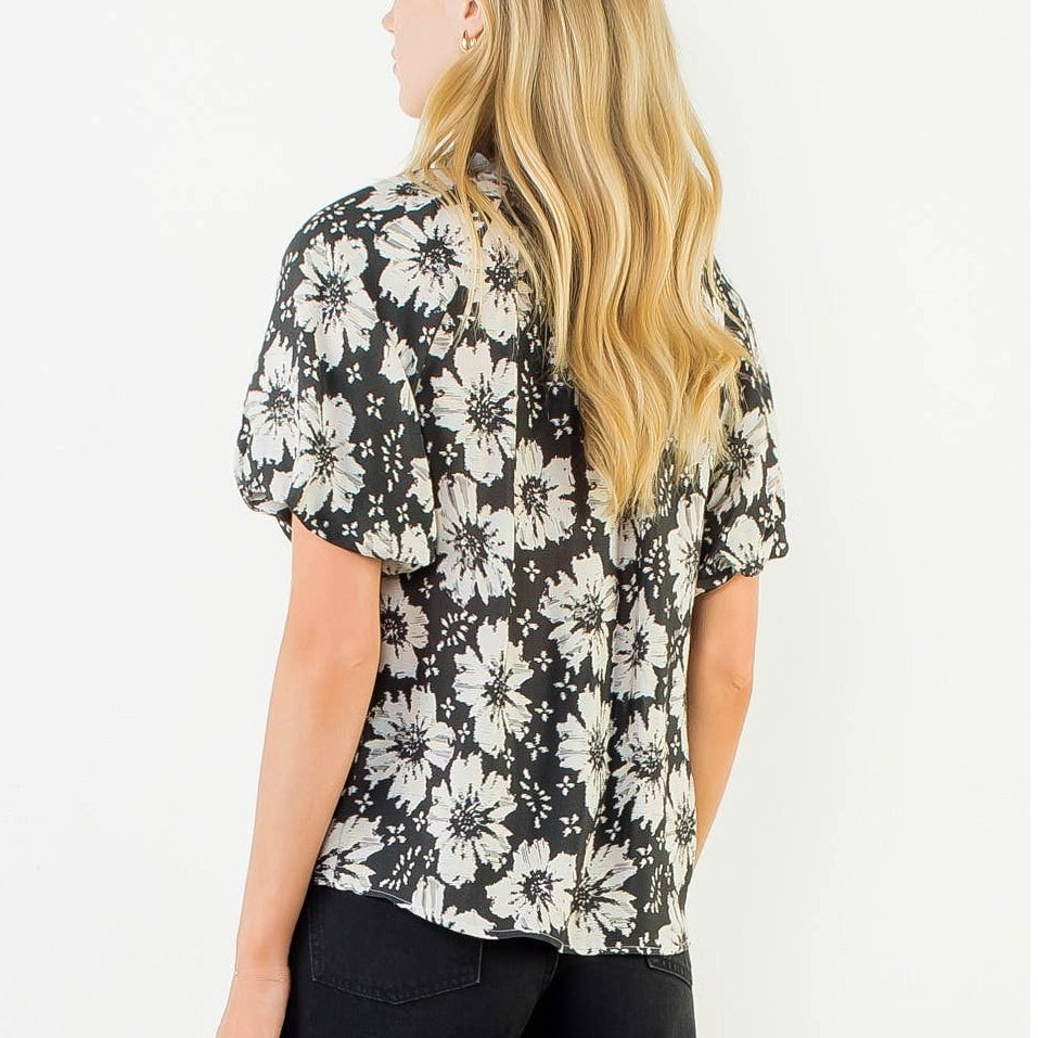 Puff Sleeve Floral Print Top