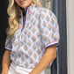 Periwinkle Multi Stripe Contrast Detail Floral Printed Top