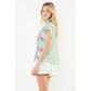 Embroidered Stripe V-Neck Top