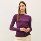 Modal Ribbed Boat Neck Shirred Waist Top