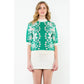 Flower Knit Sweater Top: GREEN / XS