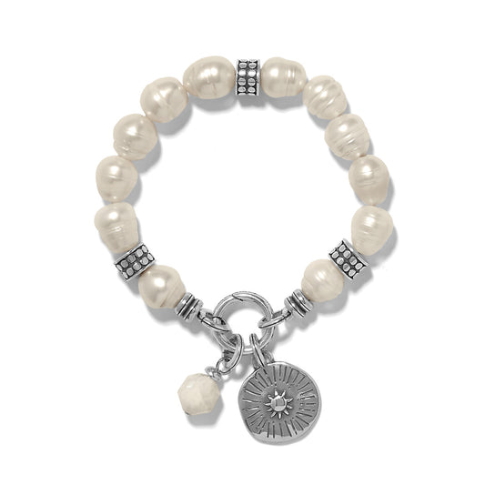 Token Pearl Charm Stretch Bracelet