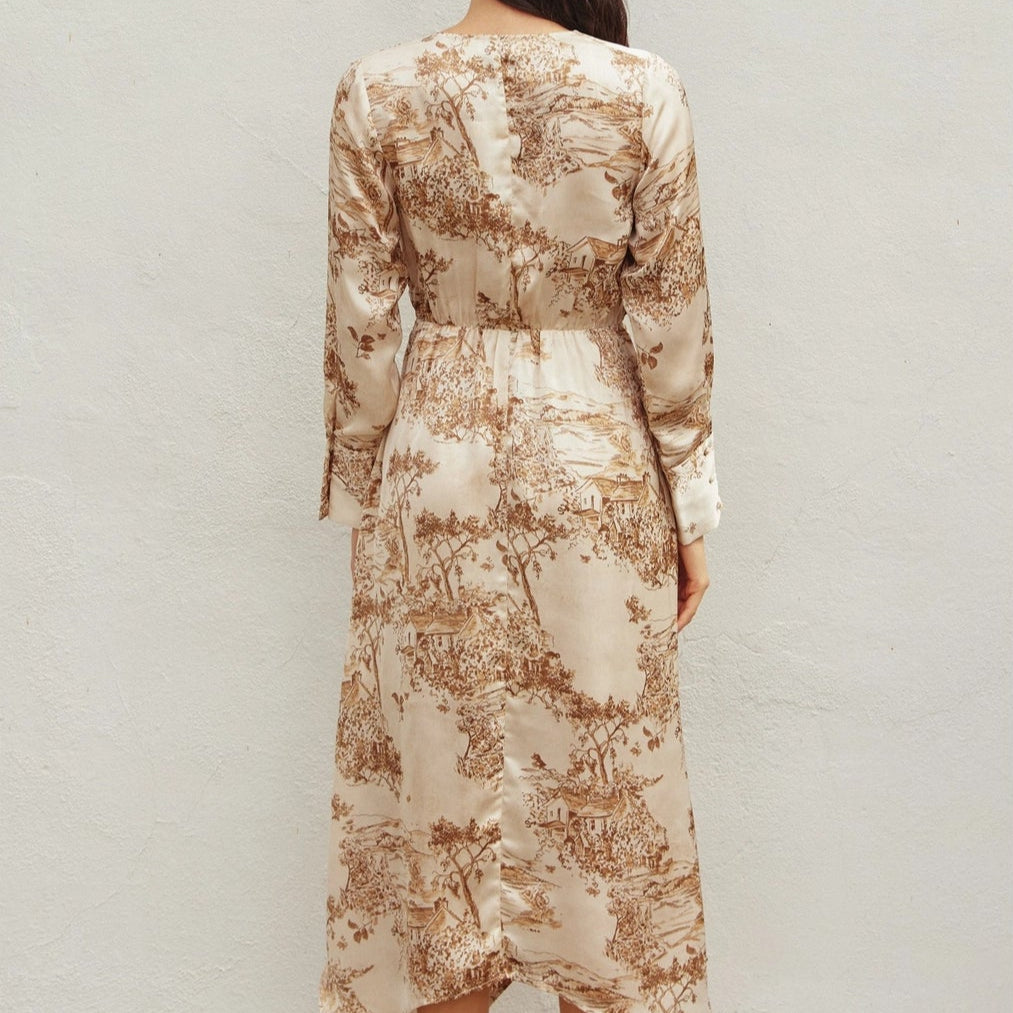 Praline Printed and Gathered Dress