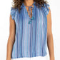 Liverpool Flutter Sleeve Ruffled Woven Top